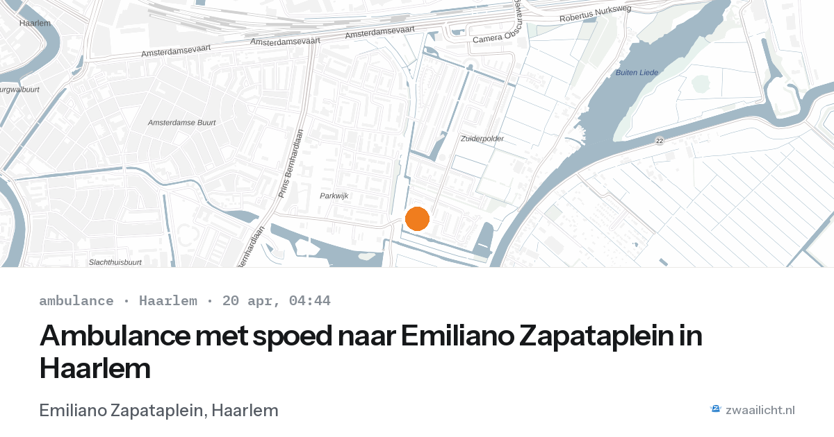 Ambulance met spoed naar Emiliano Zapataplein in Haarlem — 20 apr 2026