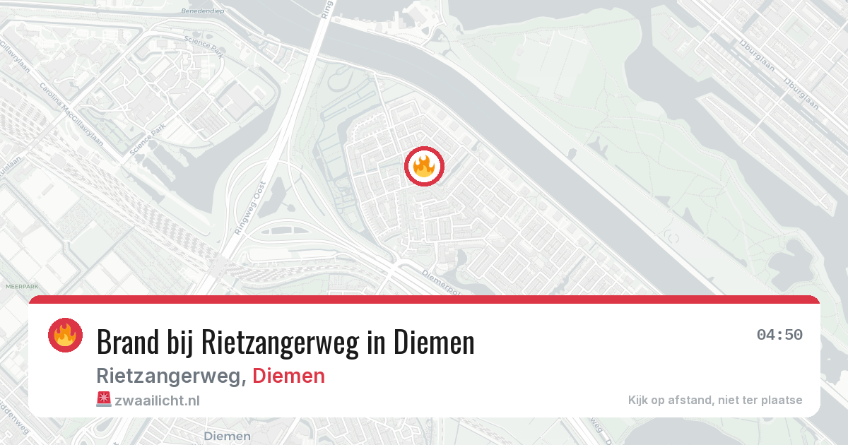 Brand bij Rietzangerweg in Diemen — 8 apr 2026