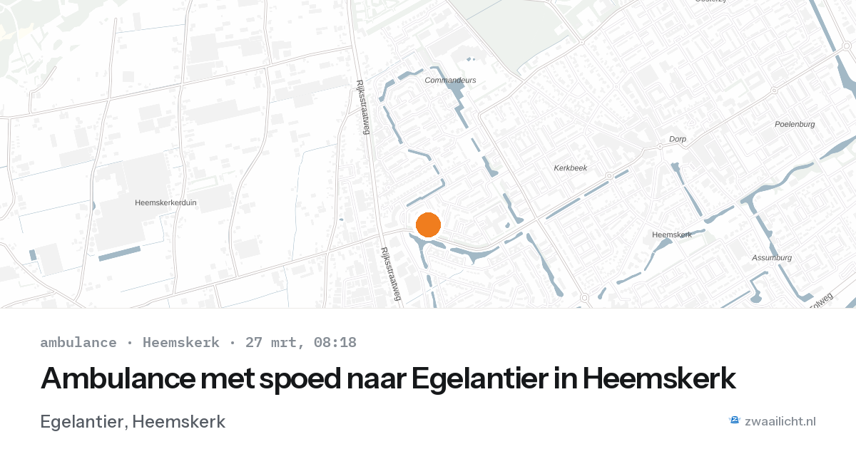 Ambulance met spoed naar Egelantier in Heemskerk — 27 mrt 2026