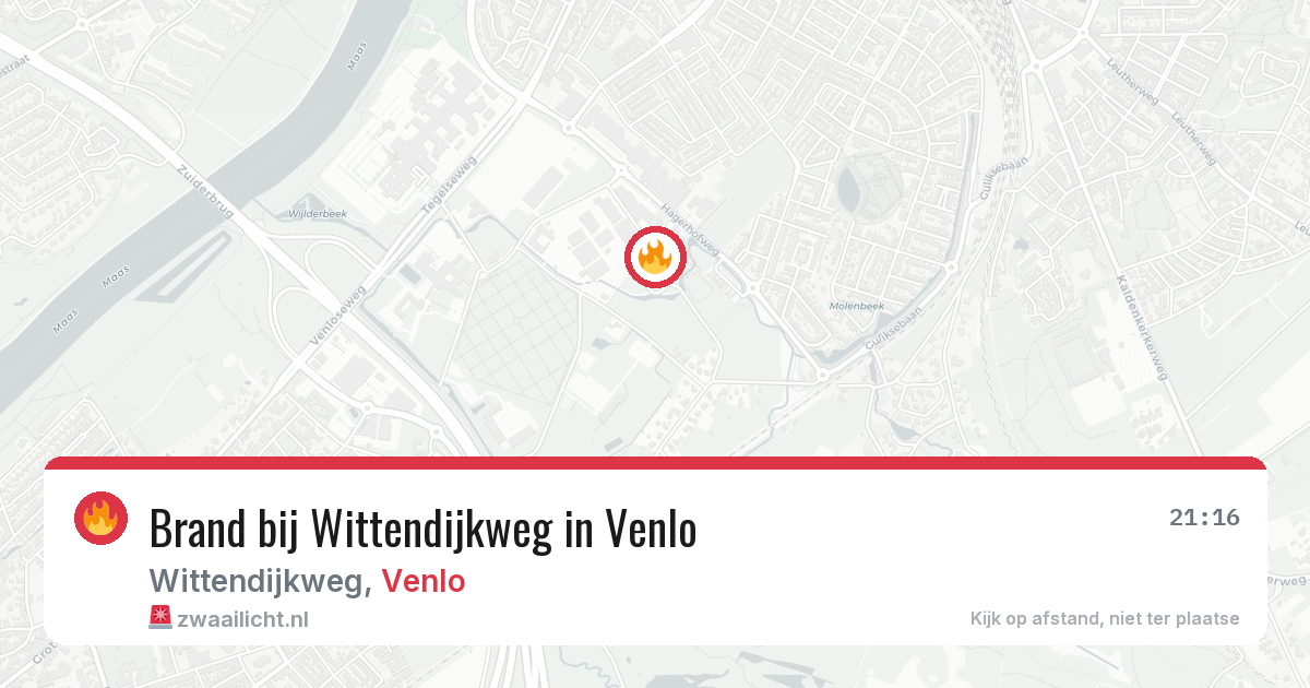 Brand bij Wittendijkweg in Venlo — 15 apr 2026