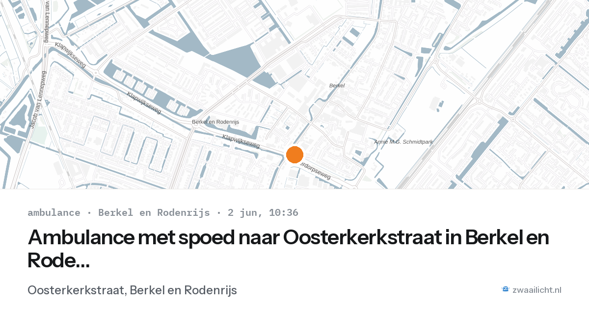 Ambulance met spoed naar Oosterkerkstraat in Berkel en Rodenrijs — 2 jun 2026