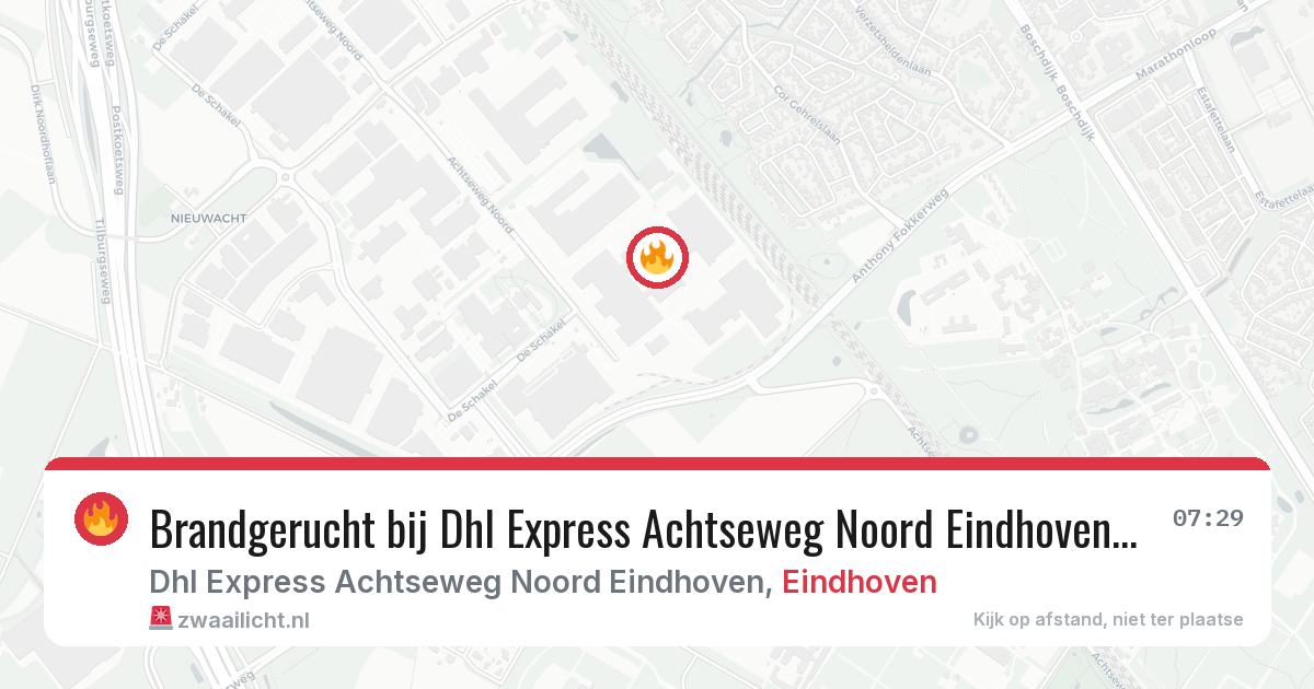 Brandgerucht bij Dhl Express Achtseweg Noord Eindhoven in Eindhoven — 2 jul 2026