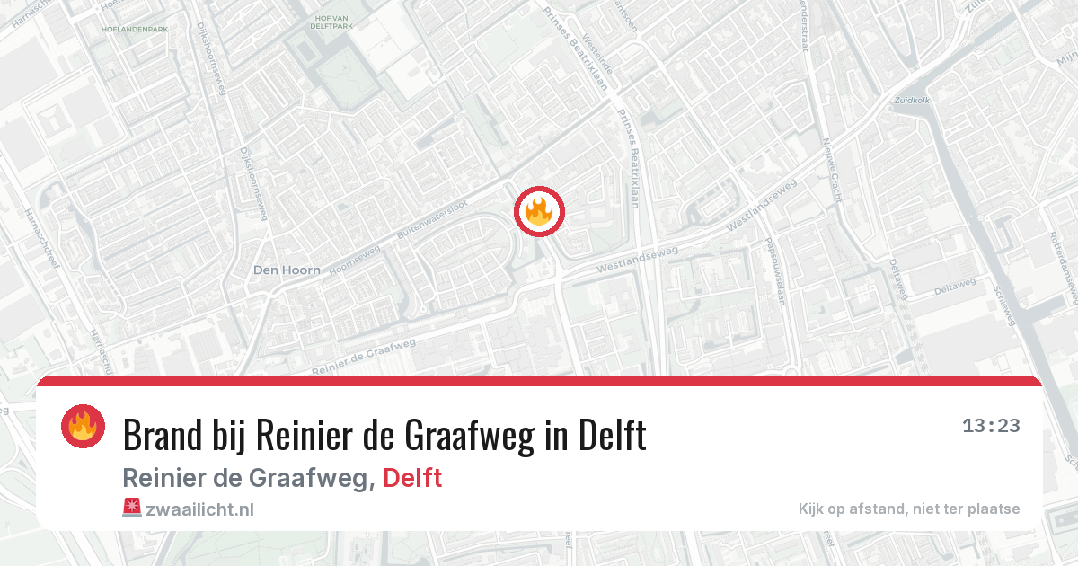 Brand bij Reinier de Graafweg in Delft — 6 apr 2026