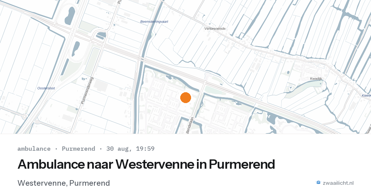 Ambulance naar Westervenne in Purmerend — 30 aug 2026