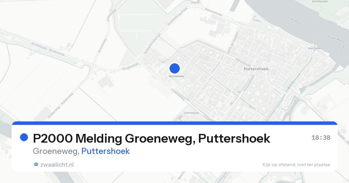 P2000 Melding Groeneweg, Puttershoek — 25 aug 2026