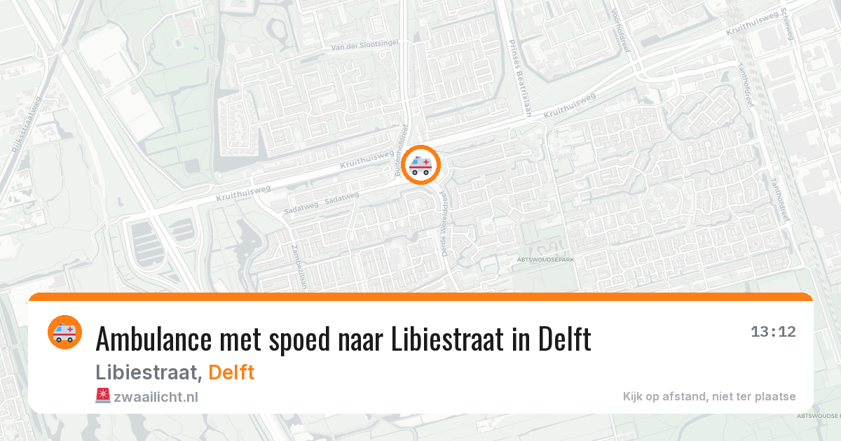 Ambulance met spoed naar Libiestraat in Delft — 6 jul 2026