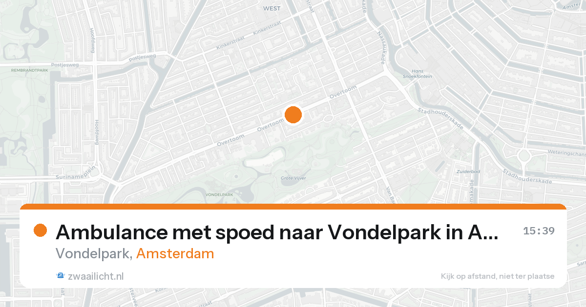 Ambulance met spoed naar Vondelpark in Amsterdam — 15 aug 2026