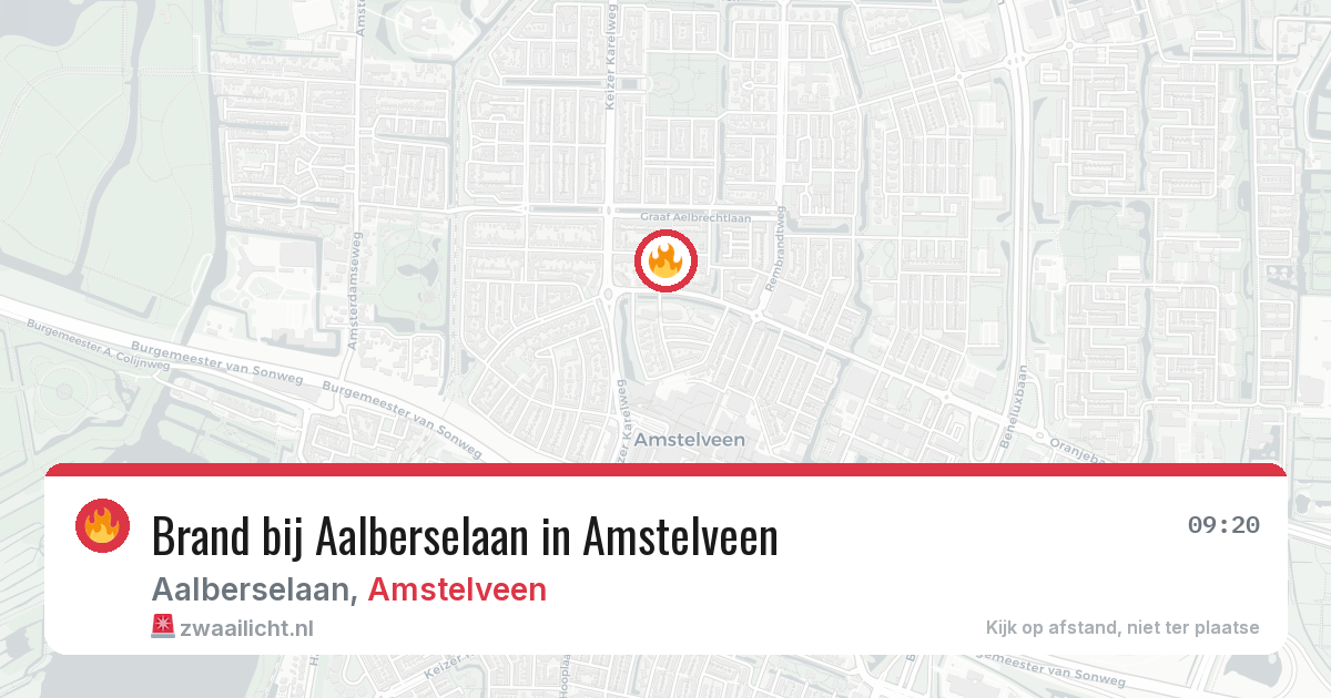 Brand bij Aalberselaan in Amstelveen — 18 jul 2026