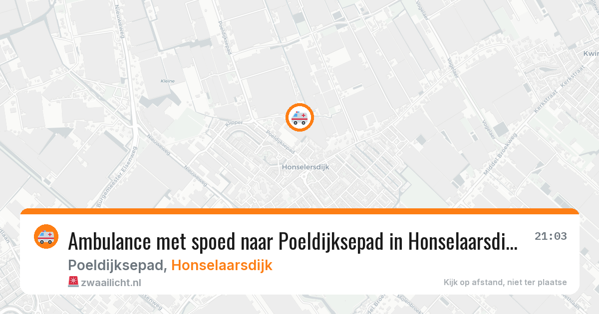 Ambulance met spoed naar Poeldijksepad in Honselaarsdijk — 15 mei 2026