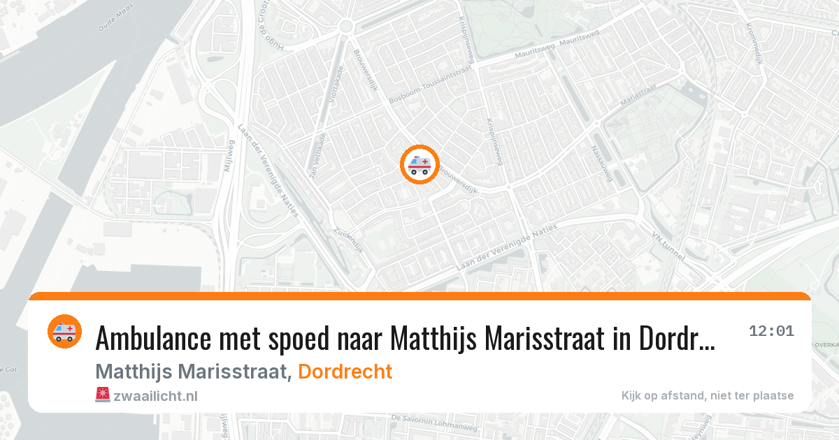 Ambulance met spoed naar Matthijs Marisstraat in Dordrecht — 5 jul 2026