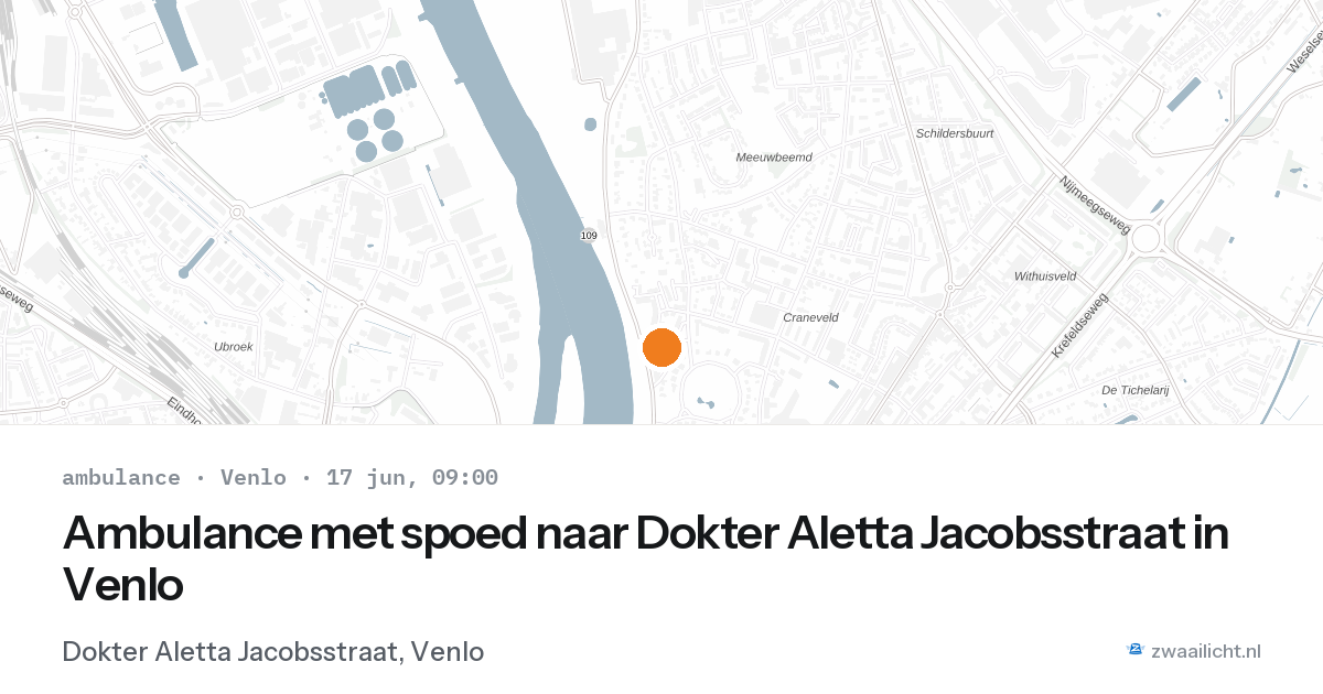 Ambulance met spoed naar Dokter Aletta Jacobsstraat in Venlo — 17 jun 2026