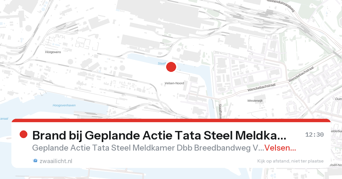 Brand bij Geplande Actie Tata Steel Meldkamer Dbb Breedbandweg Velsen-noord in Velsen-Noord — 28 aug 2026
