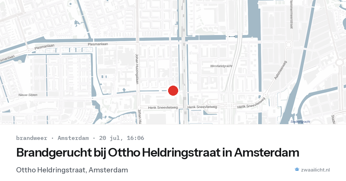 Brandgerucht bij Ottho Heldringstraat in Amsterdam — 20 jul 2026