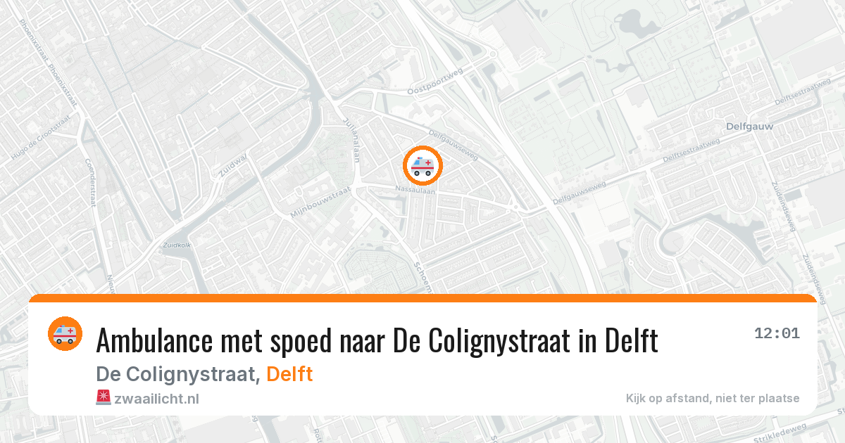 Ambulance met spoed naar De Colignystraat in Delft — 17 mei 2026