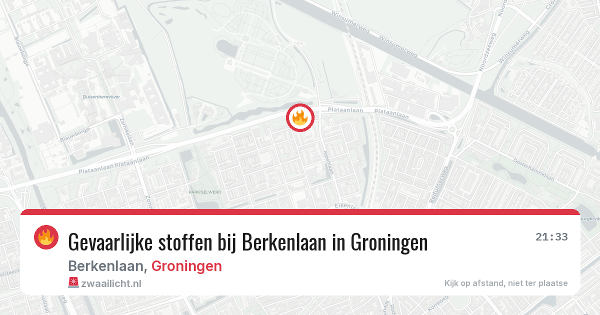 Gevaarlijke stoffen bij Berkenlaan in Groningen — 17 jun 2026