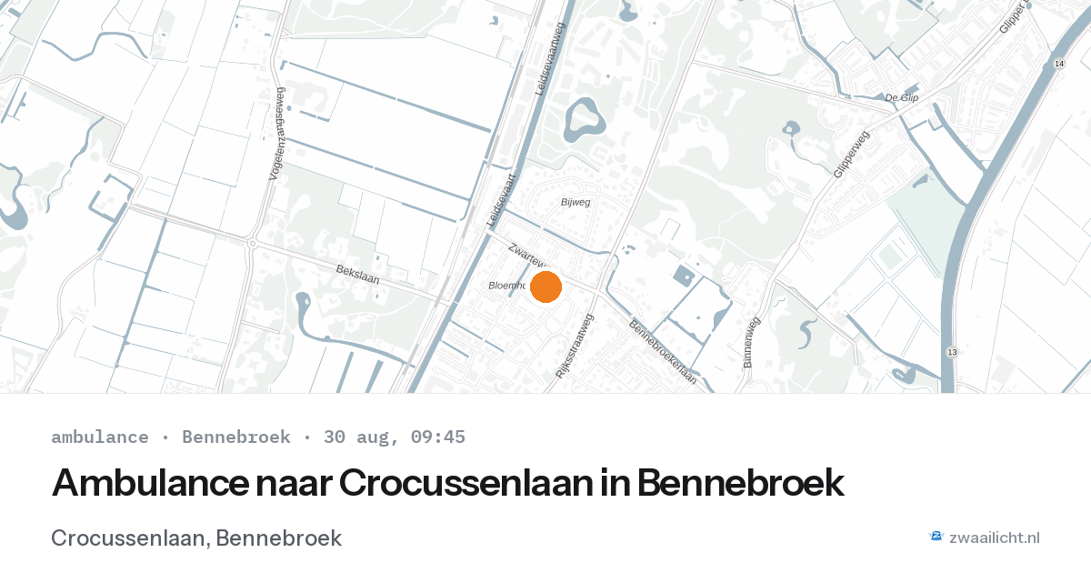Ambulance naar Crocussenlaan in Bennebroek — 30 aug 2026