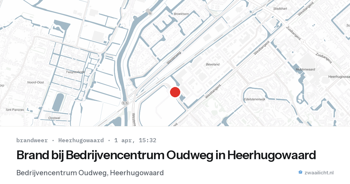 Brand bij Bedrijvencentrum Oudweg in Heerhugowaard — 1 apr 2026