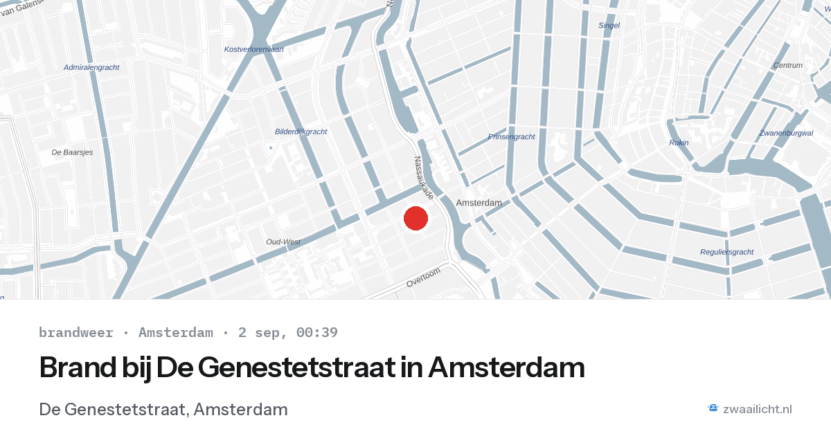 Brand bij De Genestetstraat in Amsterdam — 1 sep 2026