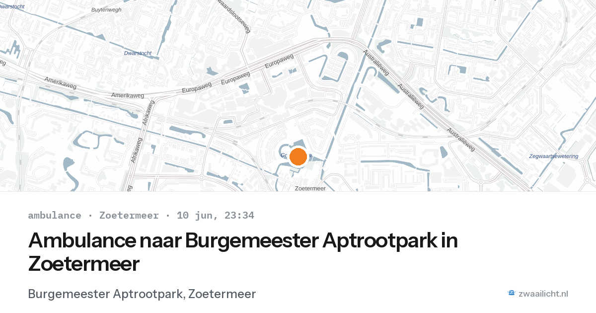 Ambulance naar Burgemeester Aptrootpark in Zoetermeer — 10 jun 2026