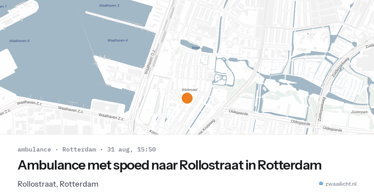 Ambulance met spoed naar Rollostraat in Rotterdam — 31 aug 2026