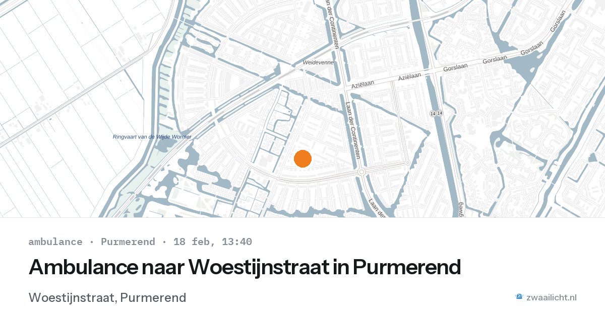 Ambulance naar Woestijnstraat in Purmerend — 18 feb 2026