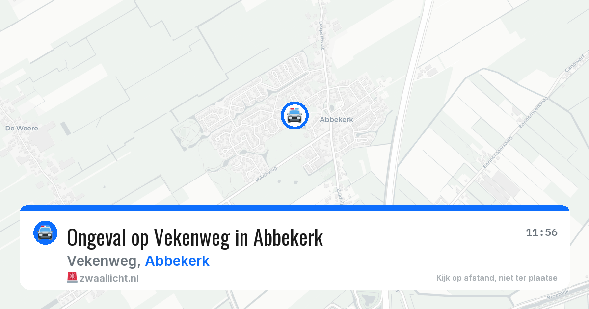 Ongeval op Vekenweg in Abbekerk — 31 mei 2026