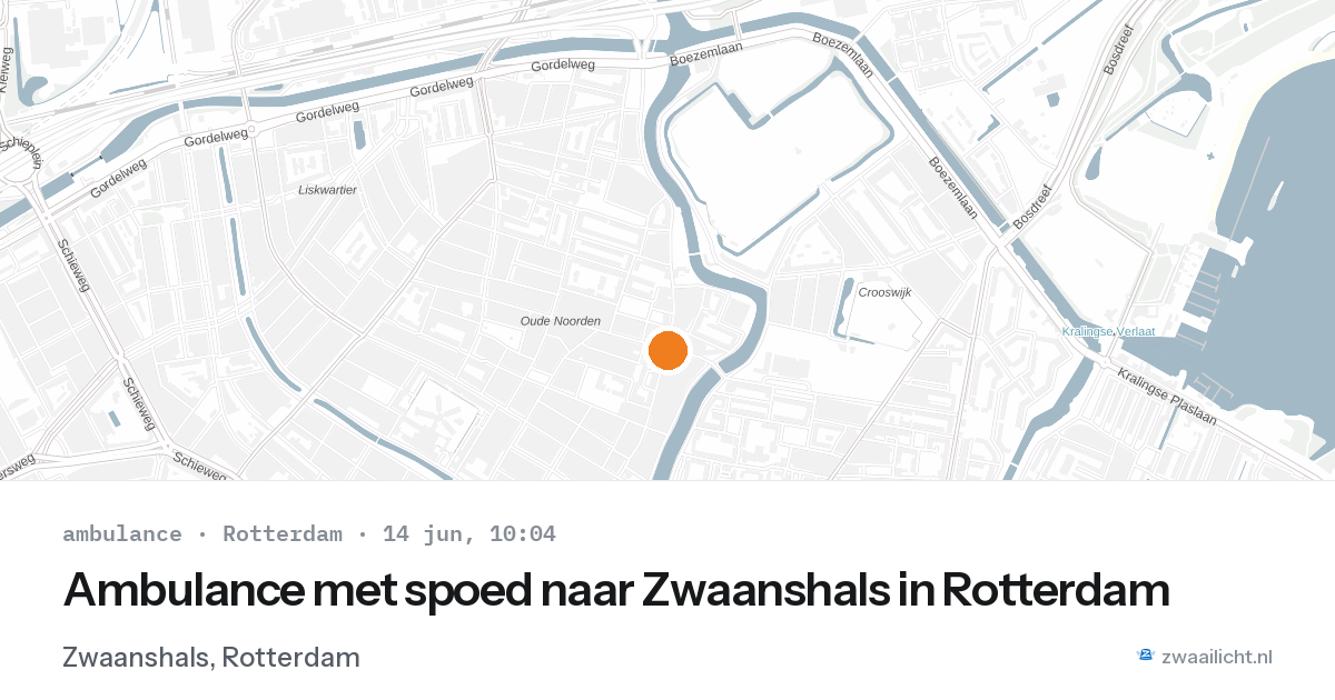 Ambulance met spoed naar Zwaanshals in Rotterdam — 14 jun 2026