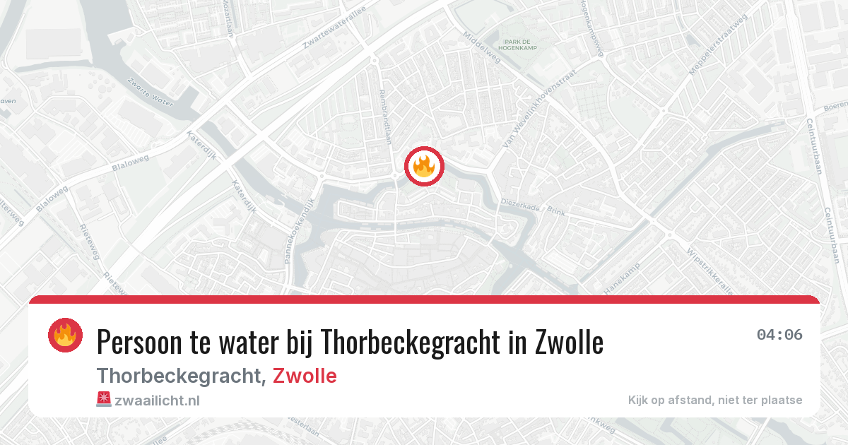 Persoon te water bij Thorbeckegracht in Zwolle — 4 jul 2026