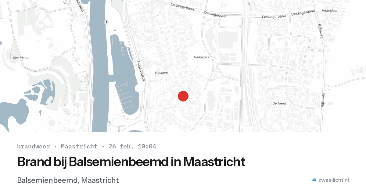 Brand bij Balsemienbeemd in Maastricht — 26 feb 2026
