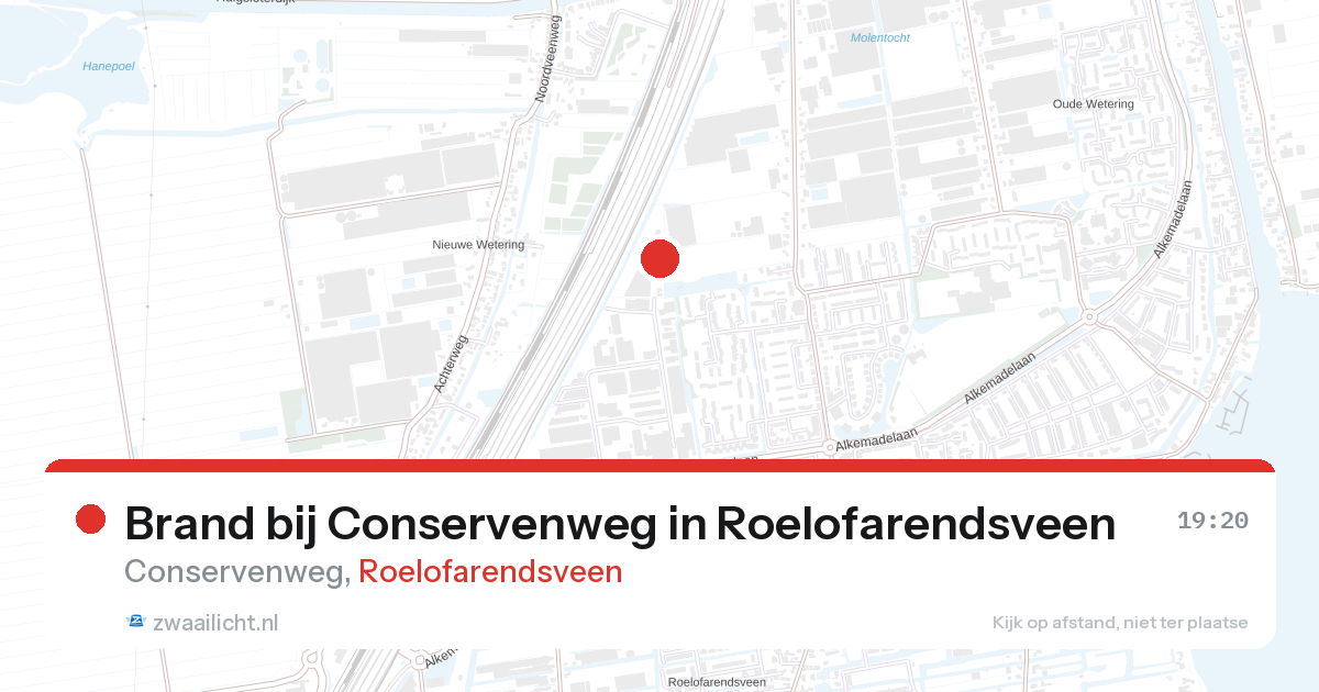Brand bij Conservenweg in Roelofarendsveen — 24 aug 2026