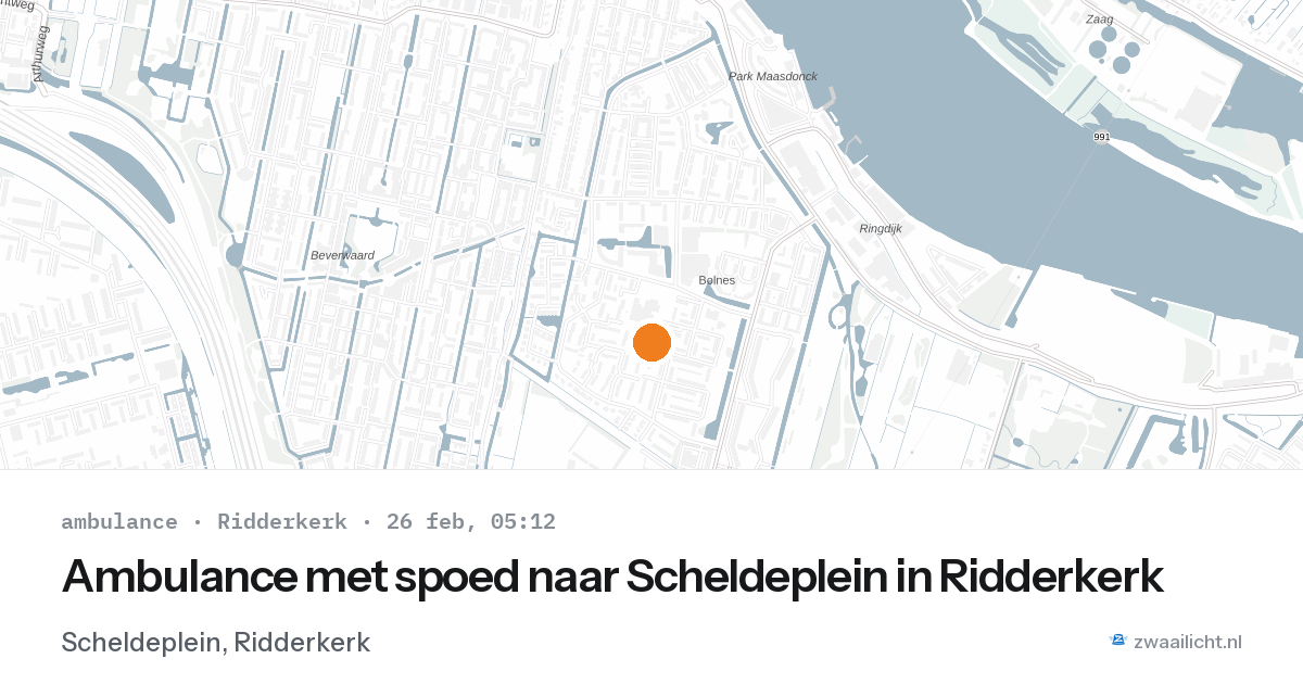 Ambulance met spoed naar Scheldeplein in Ridderkerk — 26 feb 2026