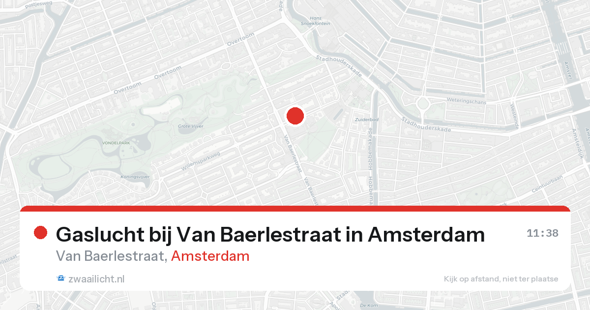 Gaslucht bij Van Baerlestraat in Amsterdam — 21 aug 2026