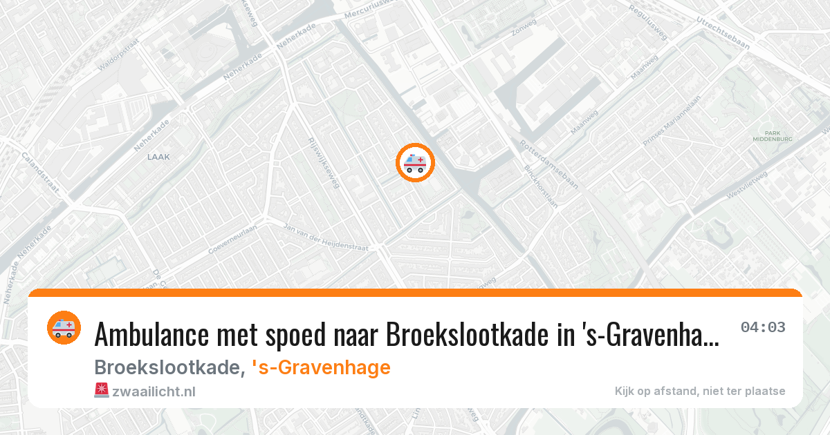 Ambulance met spoed naar Broekslootkade in 's-Gravenhage — 15 aug 2026