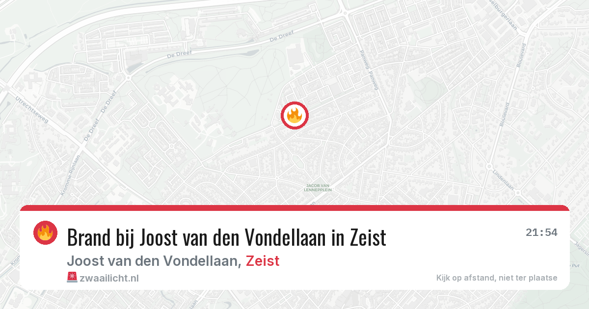 Brand bij Joost van den Vondellaan in Zeist — 13 aug 2026
