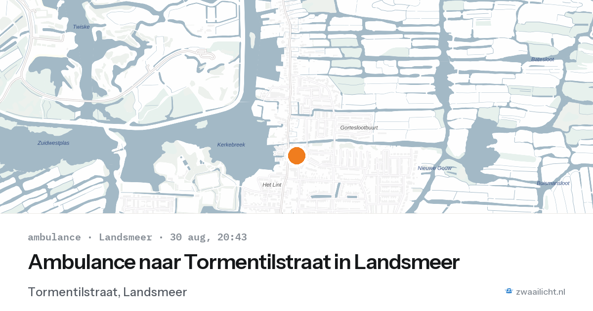 Ambulance naar Tormentilstraat in Landsmeer — 30 aug 2026
