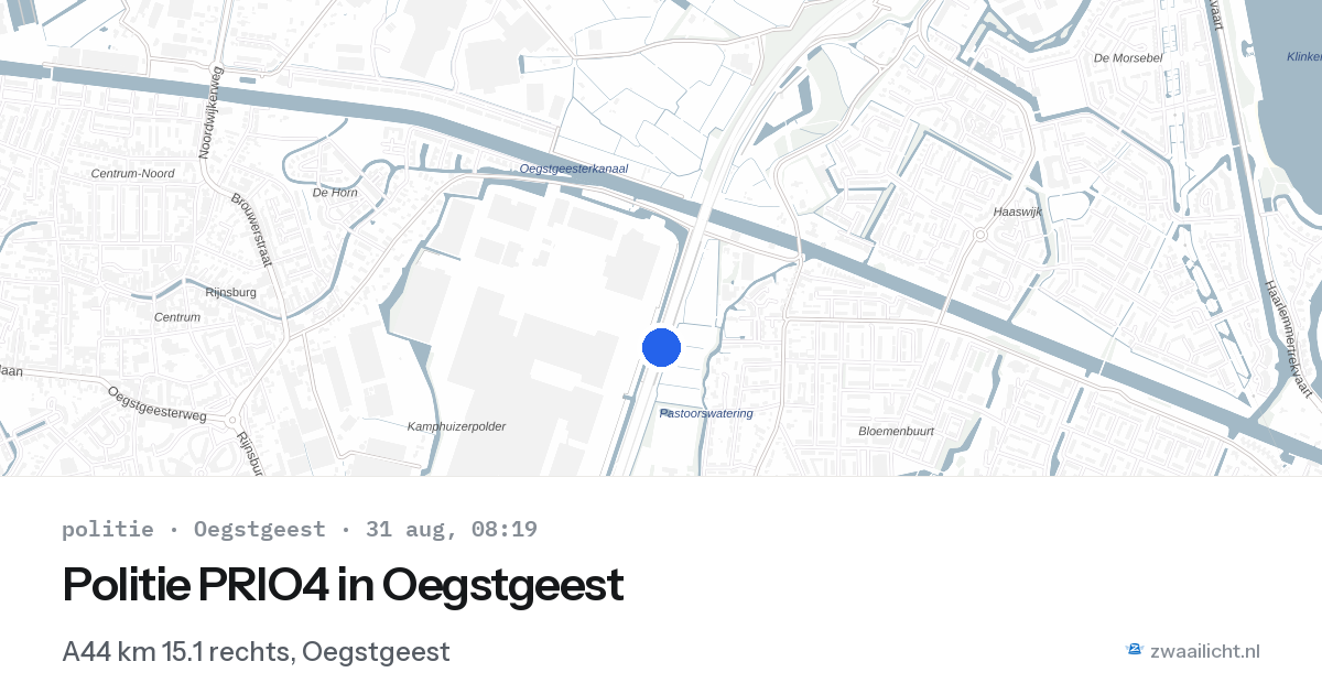 Politie PRIO4 in Oegstgeest — 31 aug 2026 | 🚨 Zwaailicht.nl