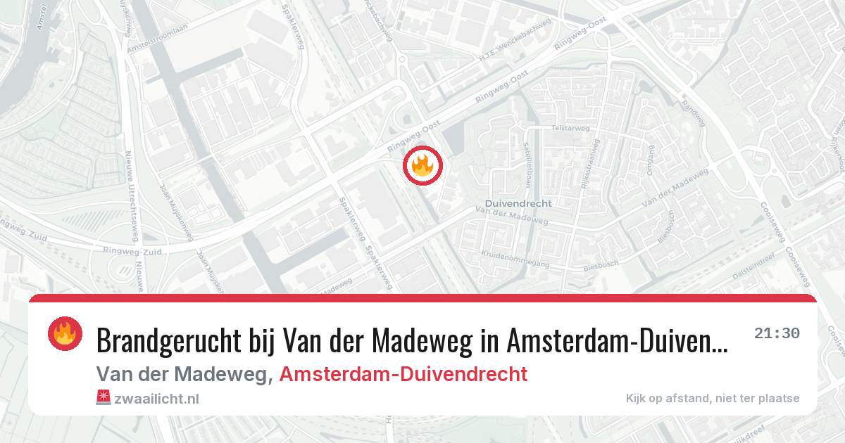 Brandgerucht bij Van der Madeweg in Amsterdam-Duivendrecht — 22 mei 2026