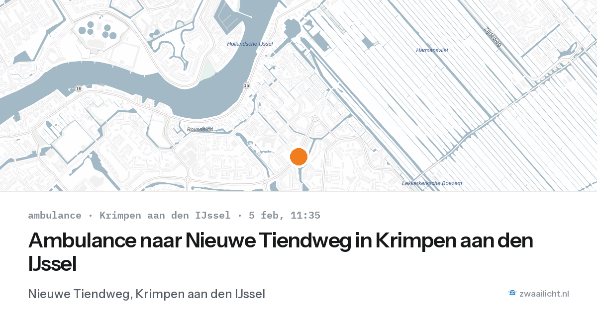 Ambulance naar Nieuwe Tiendweg in Krimpen aan den IJssel — 5 feb 2026