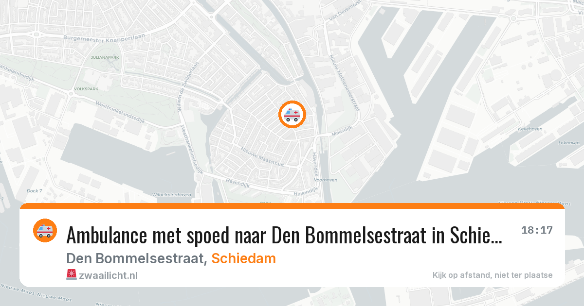 Ambulance met spoed naar Den Bommelsestraat in Schiedam — 16 jun 2026