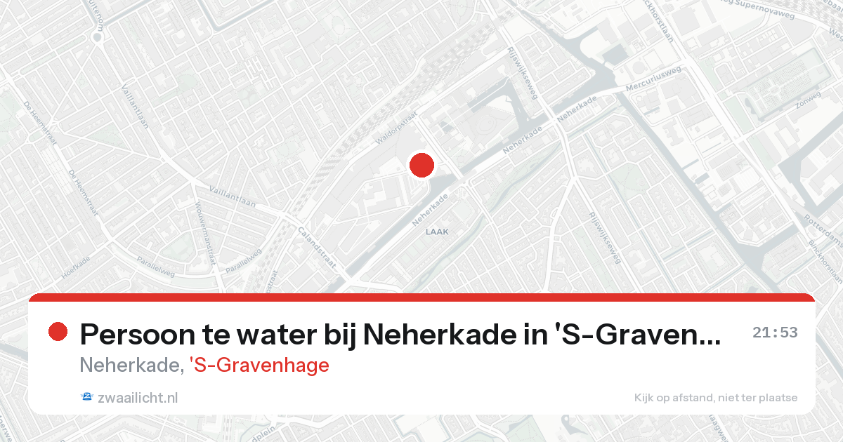 Persoon te water bij Neherkade in 'S-Gravenhage — 20 aug 2026