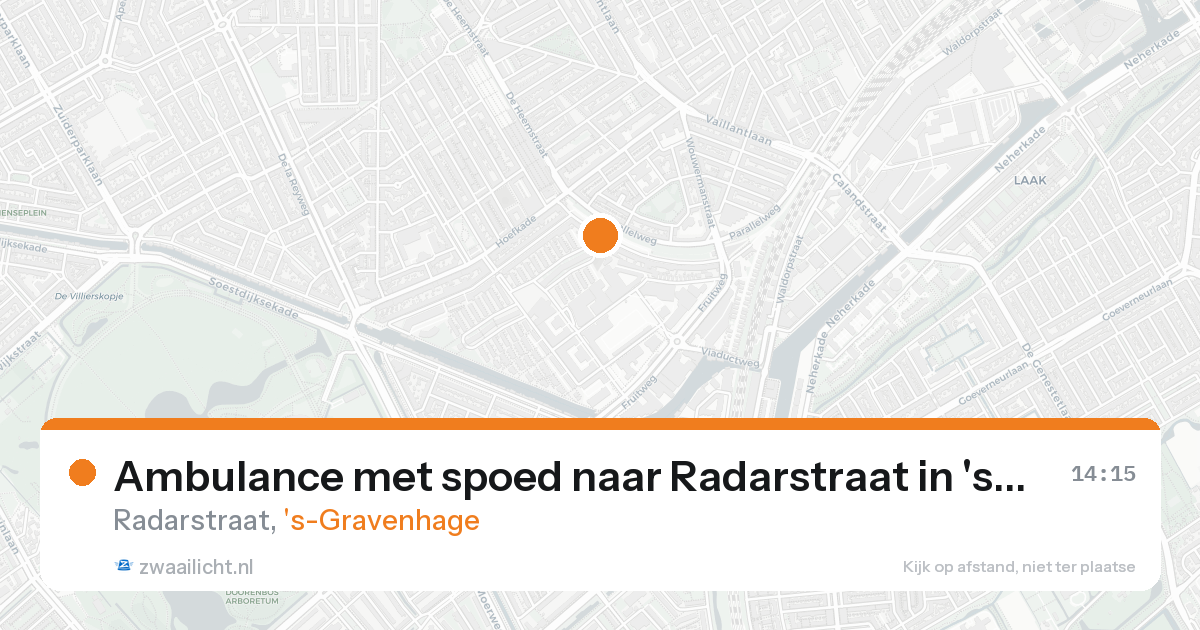 Ambulance met spoed naar Radarstraat in 's-Gravenhage — 15 aug 2026