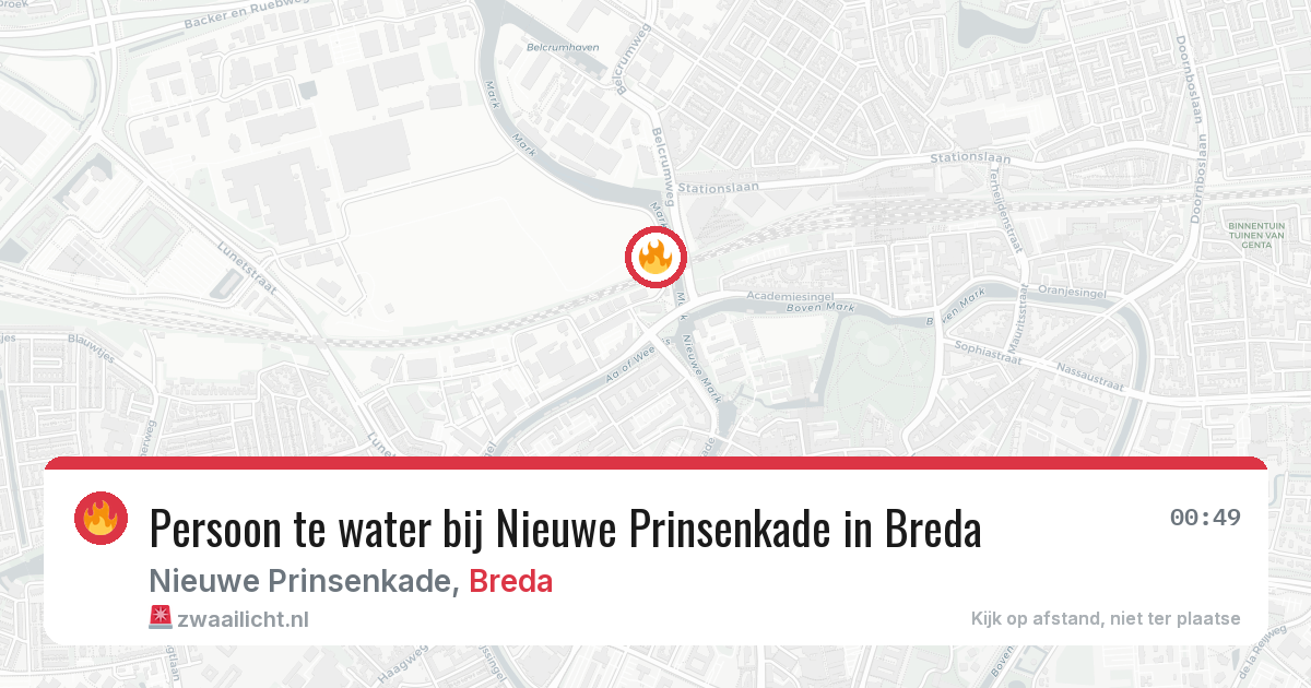 Persoon te water bij Nieuwe Prinsenkade in Breda — 8 mrt 2026
