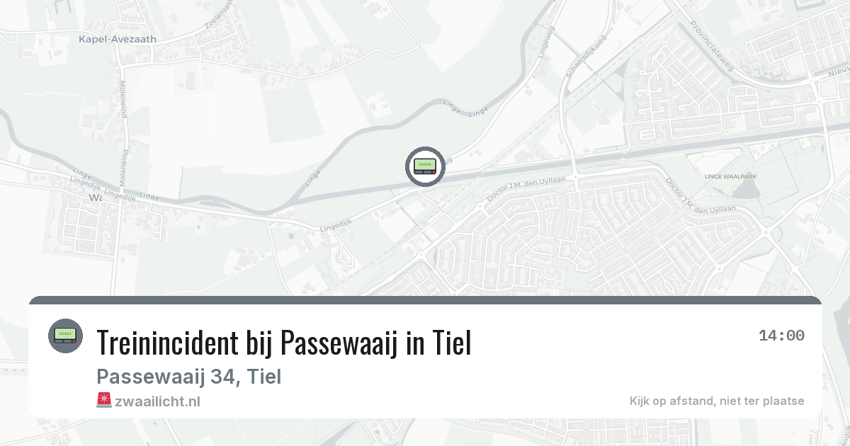 Treinincident bij Passewaaij in Tiel — 25 mrt 2026