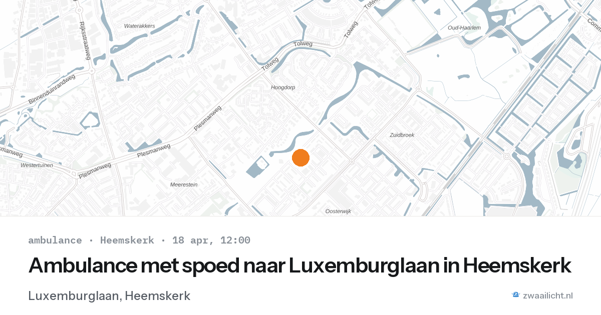 Ambulance met spoed naar Luxemburglaan in Heemskerk — 18 apr 2026