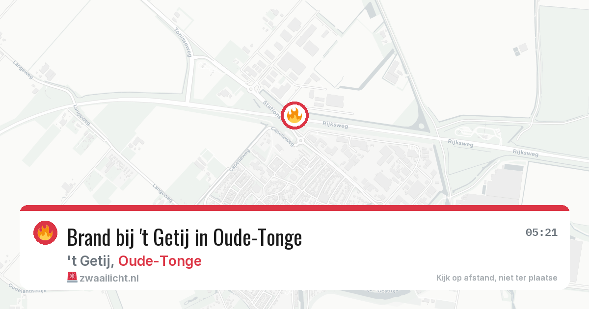 Brand bij 't Getij in Oude-Tonge — 15 mrt 2026