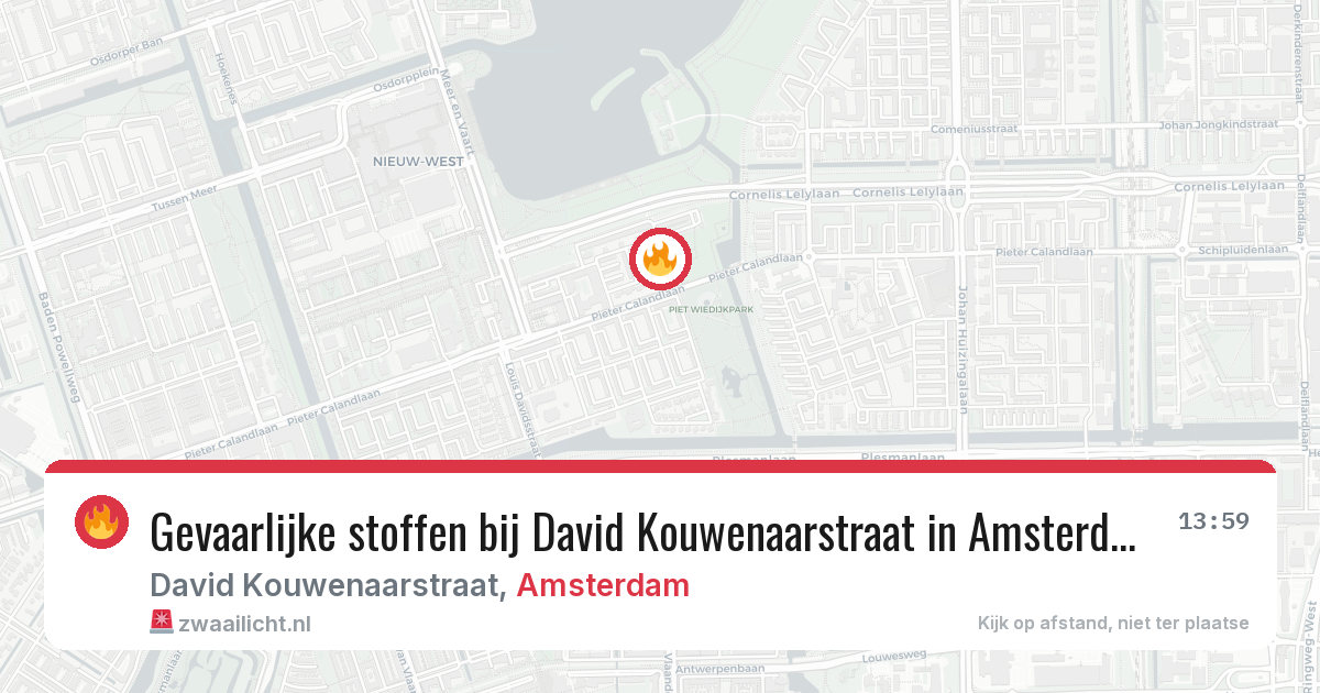 Gevaarlijke stoffen bij David Kouwenaarstraat in Amsterdam — 14 jul 2026
