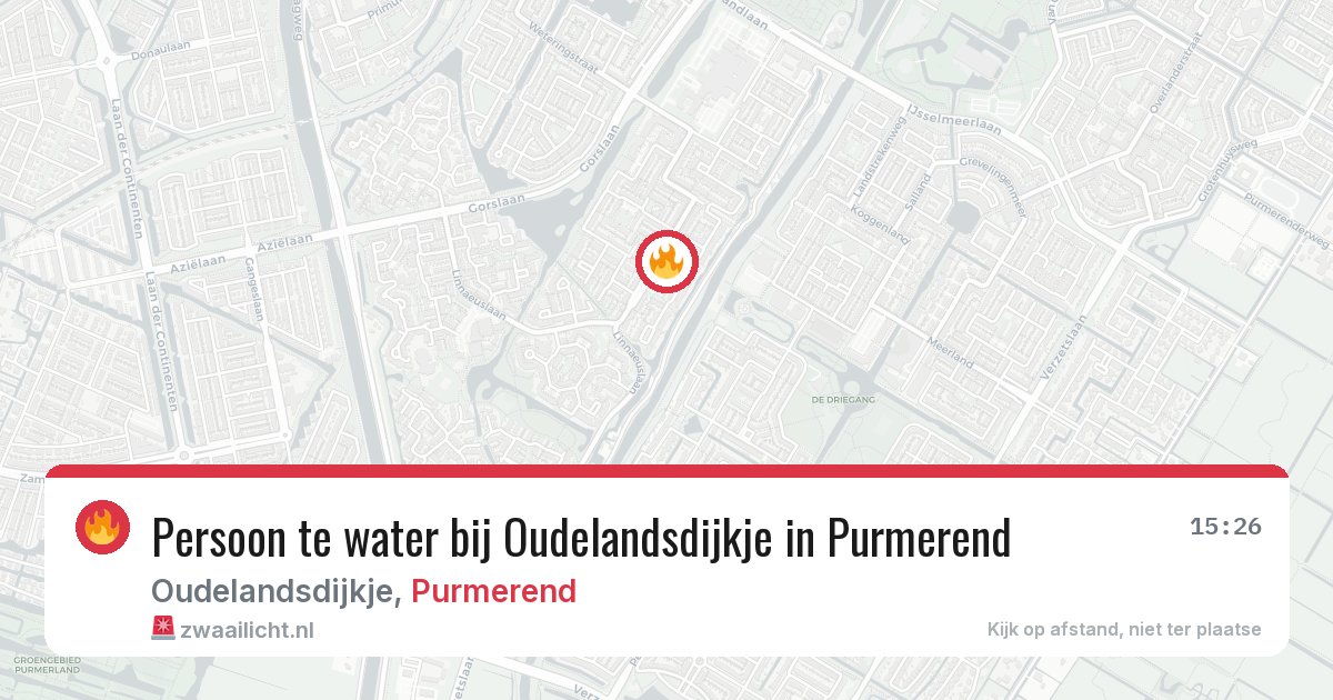 Persoon te water bij Oudelandsdijkje in Purmerend — 3 jul 2026