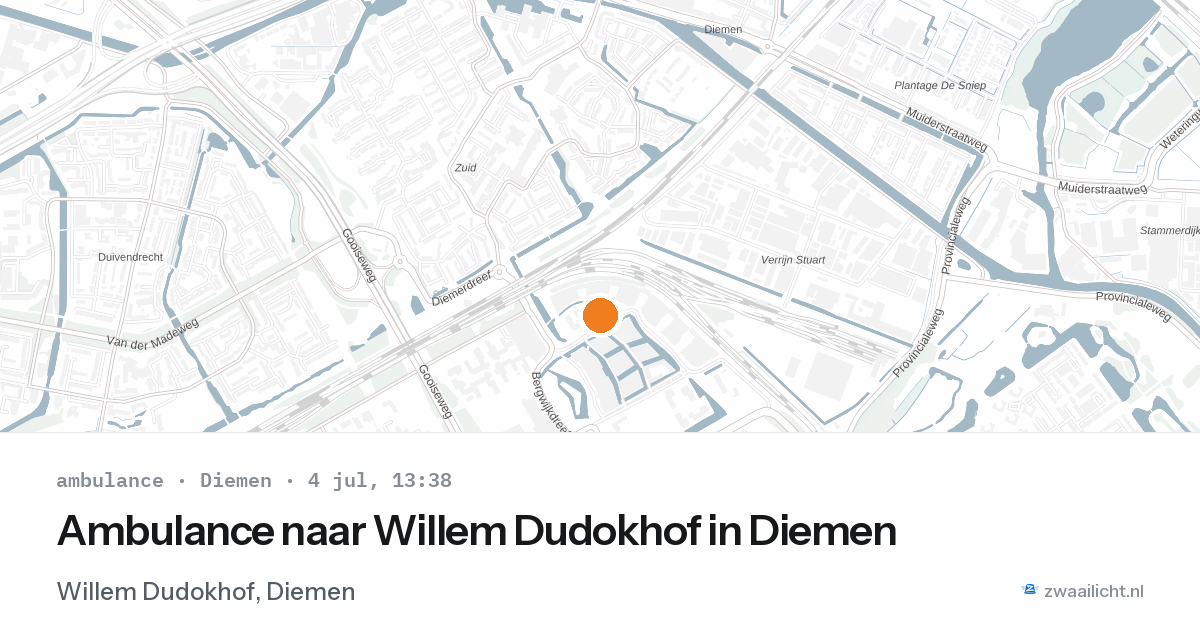 Ambulance naar Willem Dudokhof in Diemen — 4 jul 2026