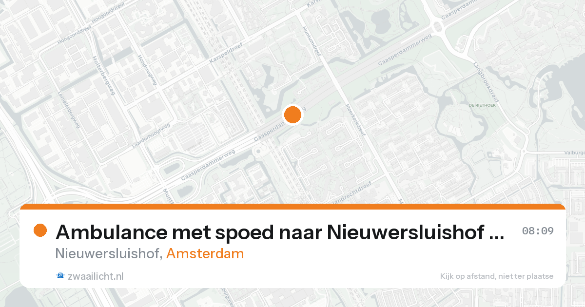 Ambulance met spoed naar Nieuwersluishof in Amsterdam — 23 aug 2026