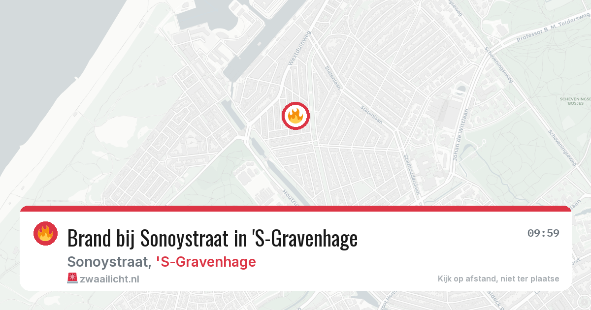 Brand bij Sonoystraat in 'S-Gravenhage — 8 aug 2026